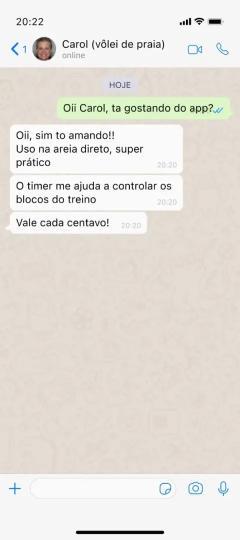 Depoimento de treinadora no WhatsApp